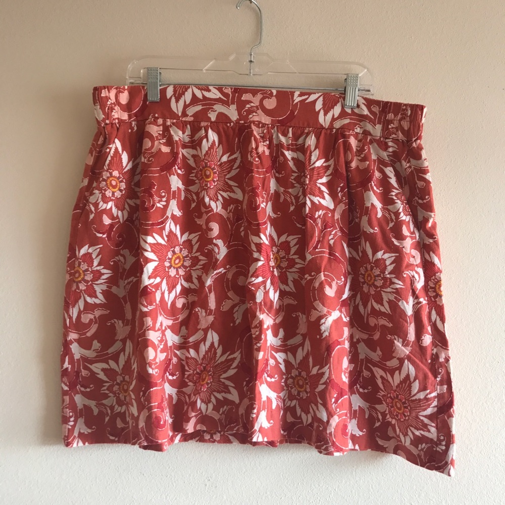 LOFT Floral Linen Mini Skirt Pockets